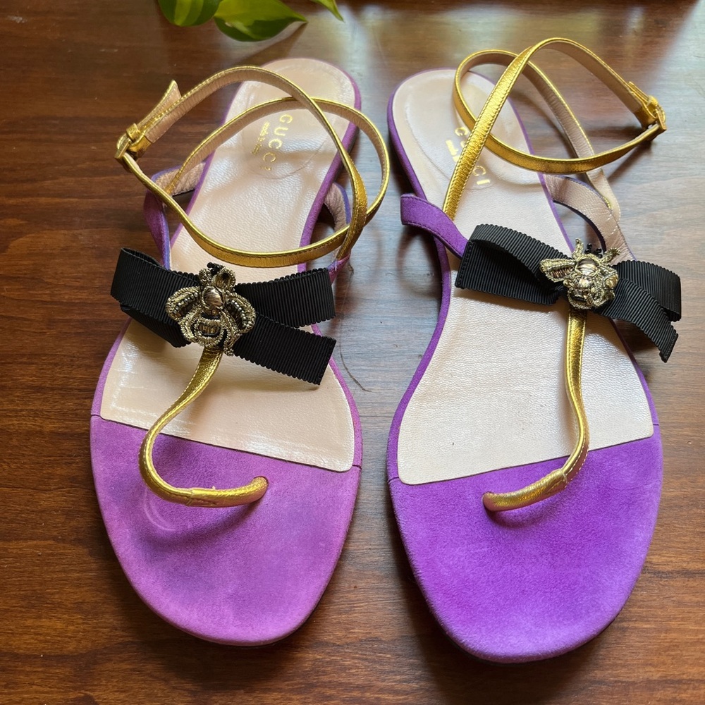 Taking offers! Gucci Women's Sandals in Purple and Gold
